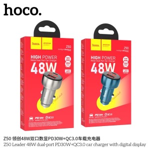 Cóc sạc nhanh ô tô xe hơi HOCO báo đèn Z50-48W