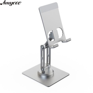 Giá đỡ inox điện thoại xoay 360 YY 023 ( đế vuông, mặt 2 chữ D, vỏ xanh mây )