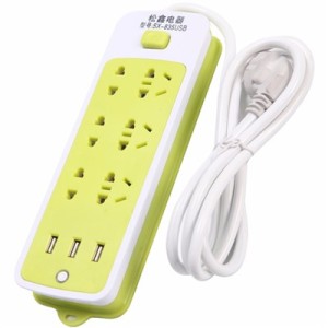 Ổ điện 3 cổng usb 6 lỗ cắm - Xanh Lá ( T120 )