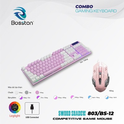 Bộ bàn phím + chuột Bosston 803 có led ( T20, full vat )