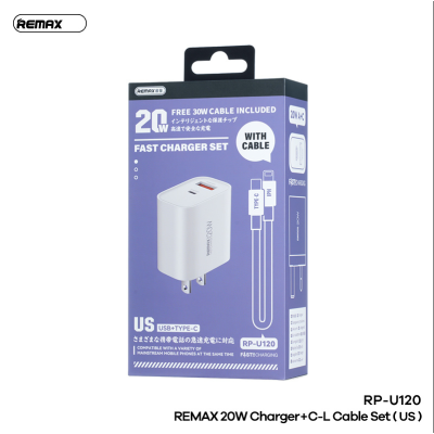 Bộ sạc 20w Remax U120 cổng typec ra iphone hộp xanh dương ( full vat )