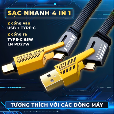 Cáp sạc vàng 4in1 4 đầu Sendem M84