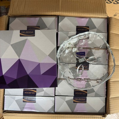 Đĩa 3 chân kiểu hoa trắng thuỷ tinh size 23cm P34A (T18 )