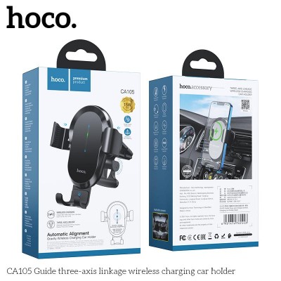 Giá đỡ điện thoại kẹp kiêm sạc ko dây ô tô Hoco CA105
