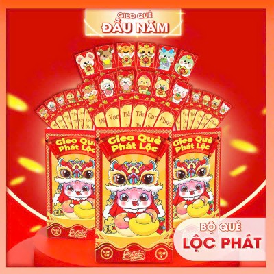 Bao lì xì 12 quẻ rút Gieo Quẻ Phát Lộc - hộp Lục giác