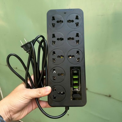 Ổ điện 3 cổng usb, 1 typec, 8 ổ cắm dây 2m2 H34U / LU83 màu đen ( T70 )