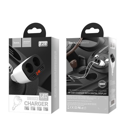 Cóc sạc nhanh 3.0 cao cấp xe hơi 2 cổng usb Hoco Z28