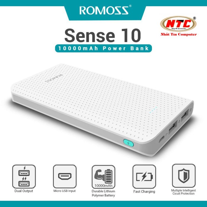 Pin dự phòng 10000mah Romoss PHP10 Sense10