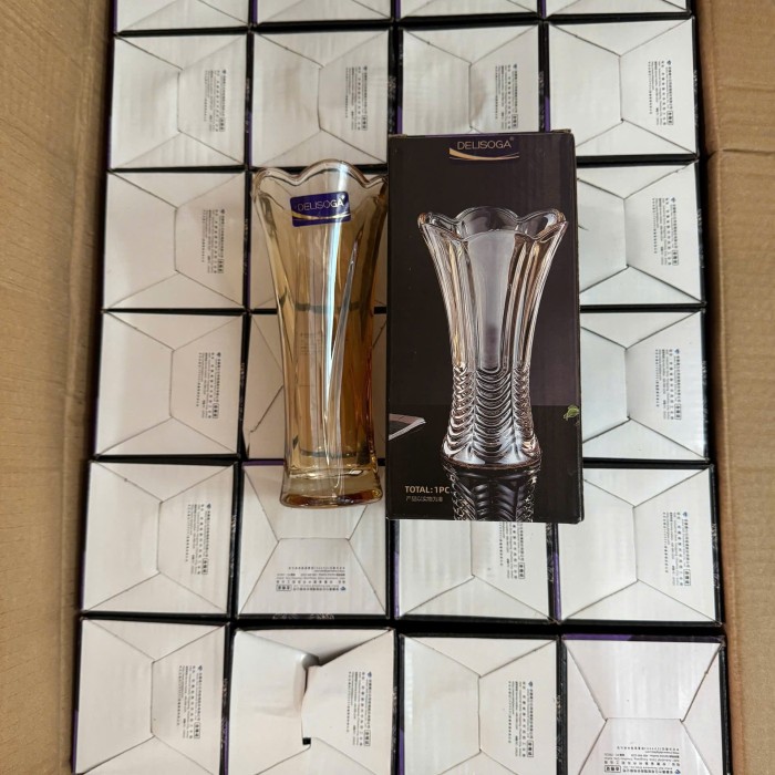 Bình đựng hoa thuỷ tinh màu vàng P128 size ( T24 )