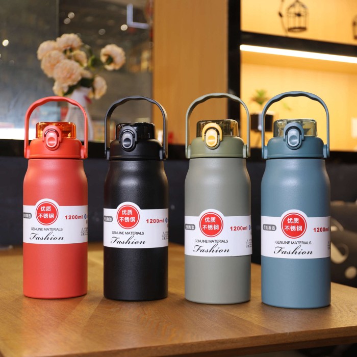 Bình nước giữ nhiệt inox kèm ống hút có quai Fashion 1200ml