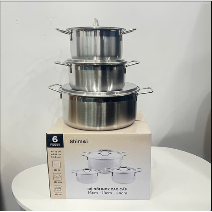 Bộ 3 nồi inox Shimei 16/18/24cm ( Thùng 20  )