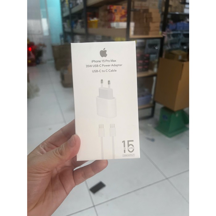 Bộ sạc iphone 15 promax cổng typec ra typec 35w - vỏ trắng chui tròn RẺ