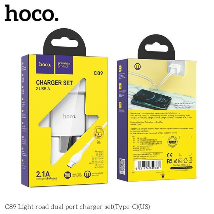 Bộ sạc 2.1a Hoco C89 cổng TypeC