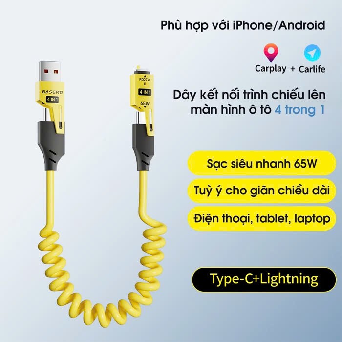 Cáp lò xo mẫu mới 2025 - 4in1 65w