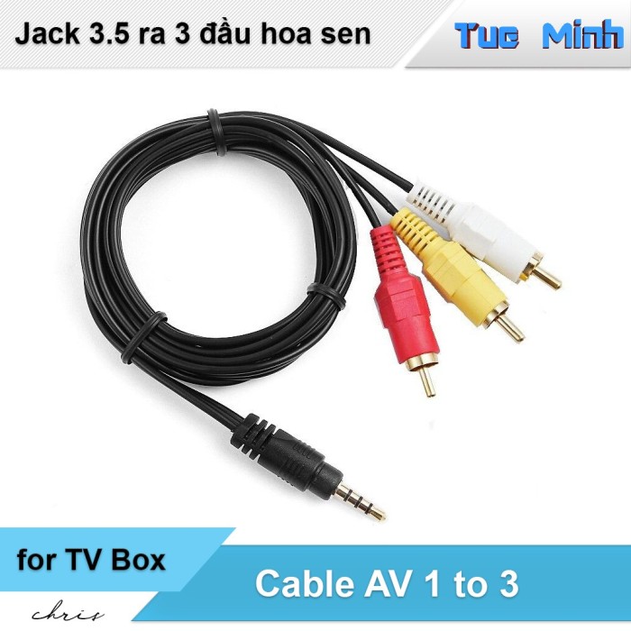 Cáp jack 3.5 bông sen 1 ra 3 ( 1 đen ra Trắng Vàng Đỏ )