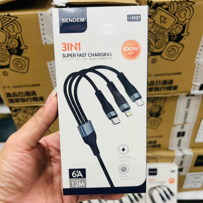 Cáp sạc 3 đầu Sendem M37 ( full vat )