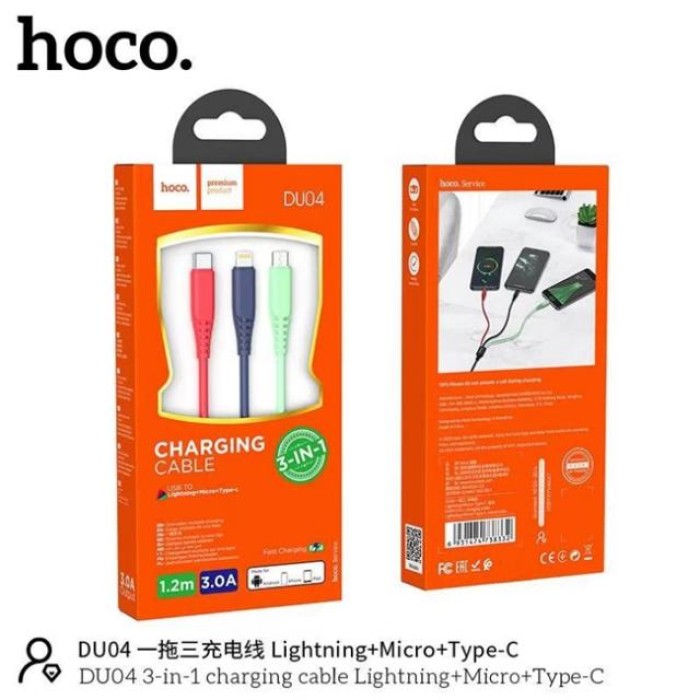 Cáp sạc Hoco DU04 3 đầu