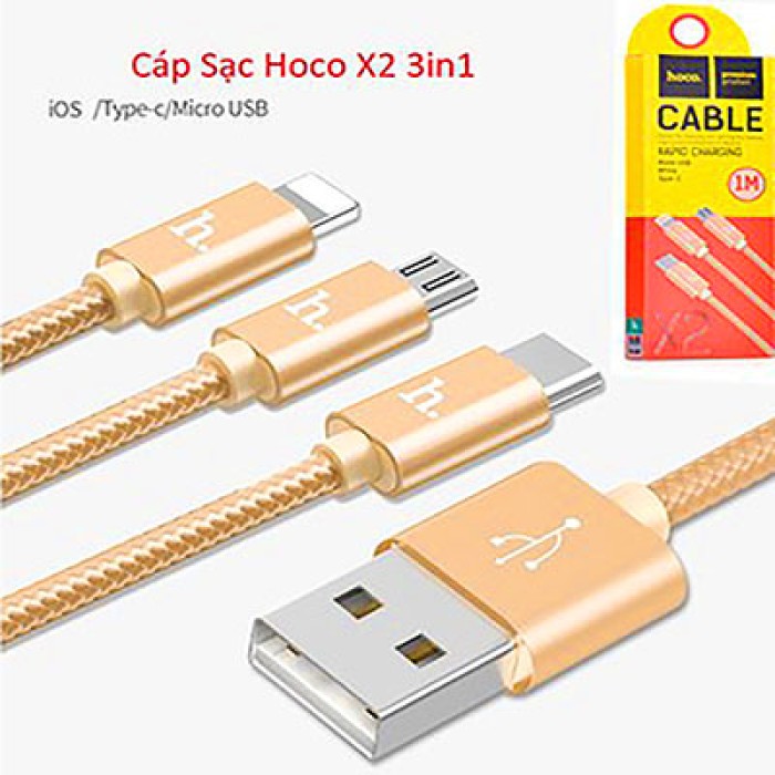 Cáp sạc Hoco X2-1m 3 ĐẦU