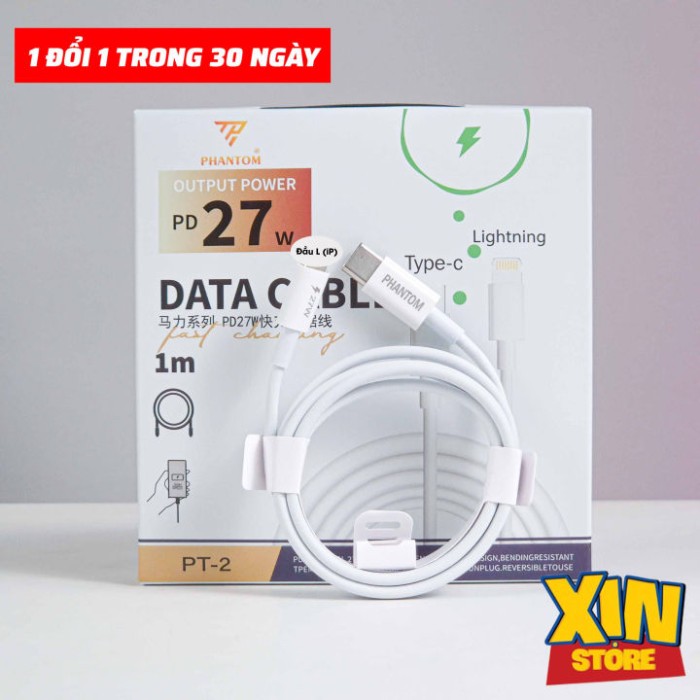 Cáp sạc 27w Phantom PT1 cổng typec to iphone