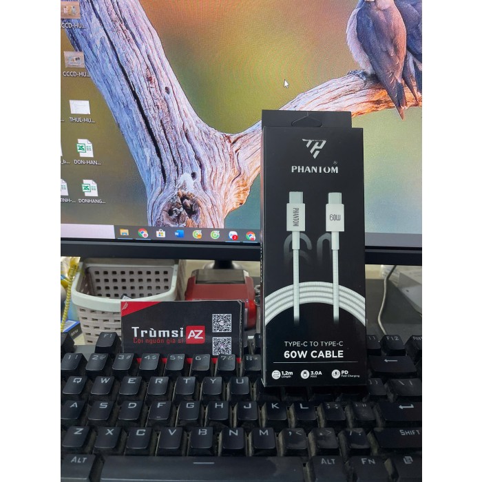 Cáp sạc Phantom 60w PT10 Typec ra Typec