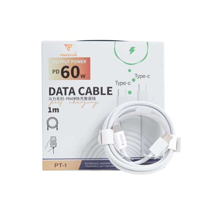 Cáp sạc 60w Phantom PT1 cổng typec to typec