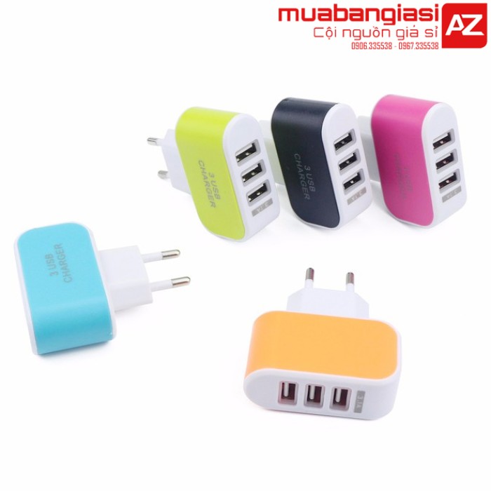 Cóc / củ sạc 3 cổng nhiều màu Rẻ