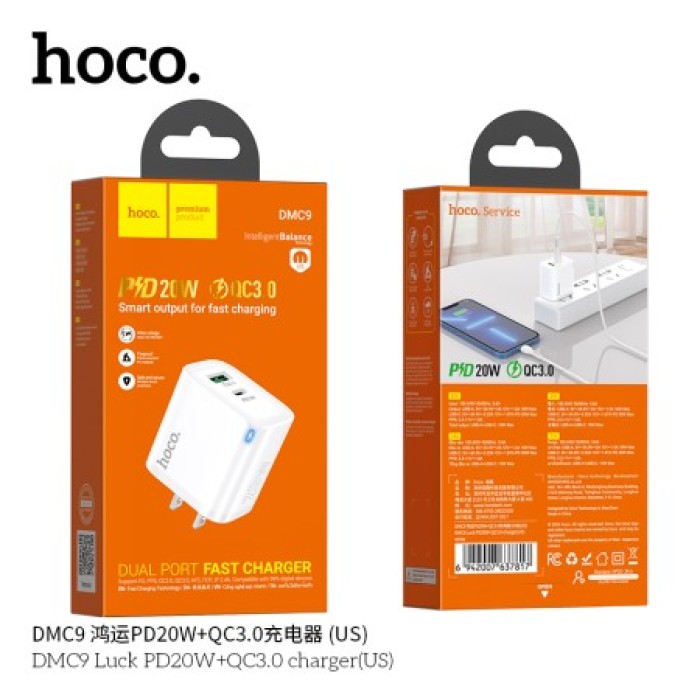 Cóc sạc 20w HOCO DMC9 ( 1 cổng usb, 1 cổng typec )