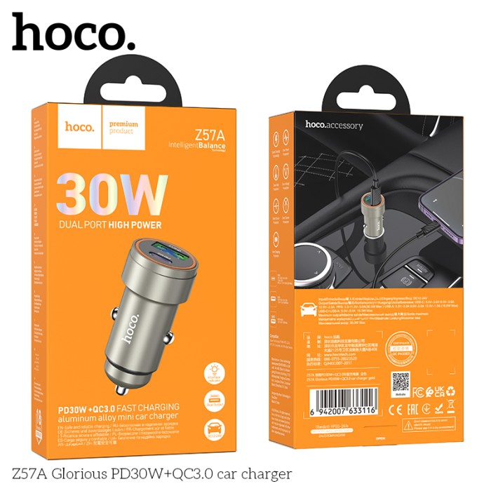 Cóc sạc xe hơi Hoco Z57A 30w