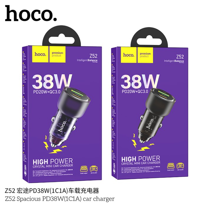 Cóc sạc xe hơi Hoco PD38w Z52