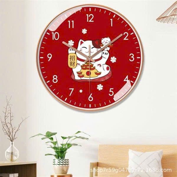 Đồng hồ treo tường Mèo Thần Tài size 20cm