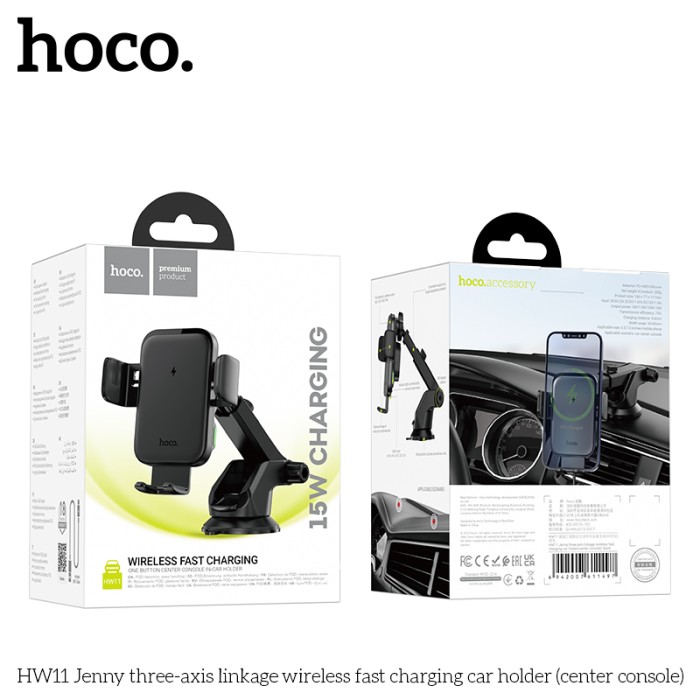 Giá đỡ xe hơi HOCO HW11 kèm sạc không dây