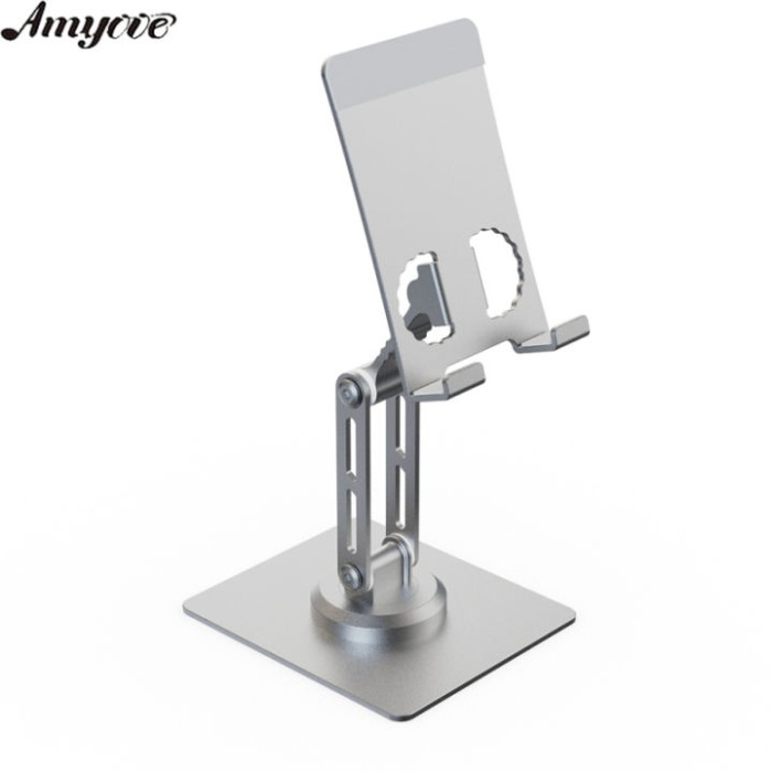 Giá đỡ inox điện thoại xoay 360 YY 023 ( đế vuông, mặt 2 chữ D, vỏ xanh mây )