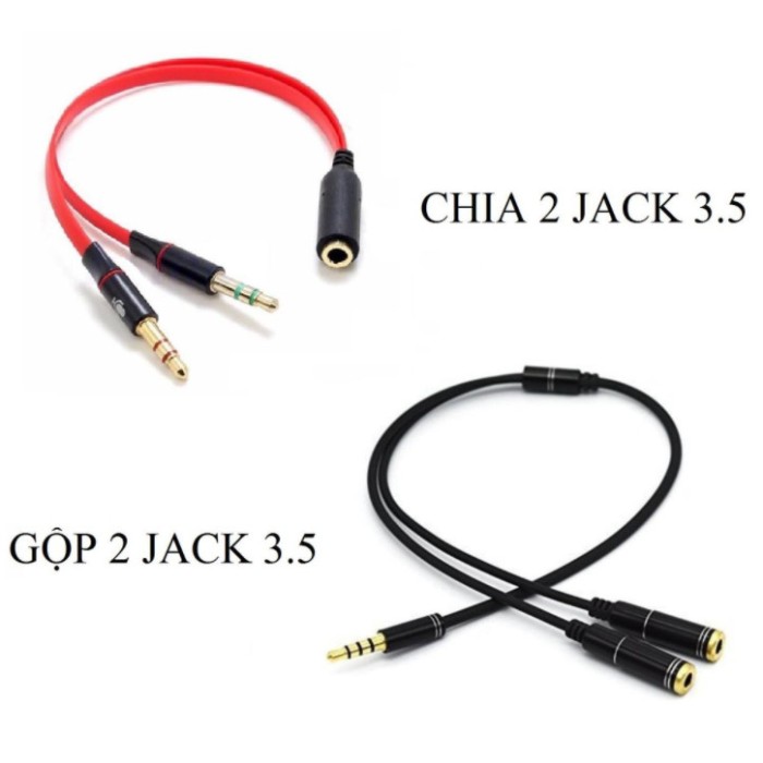 Cáp audio chia jack 3.5 ra 2 đầu 3.5 phone và micro ( 1 ra 2 tai nghe )