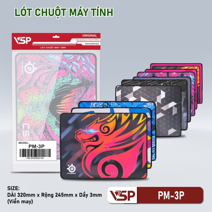 Lót chuột pad PM 3P nhiều hình ( 245x320x3mm )