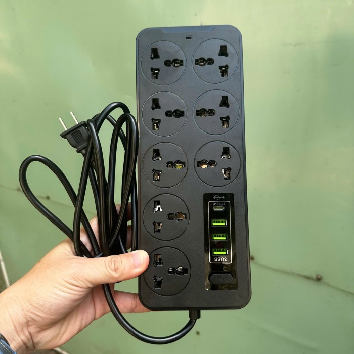 Ổ điện 3 cổng usb, 1 typec, 8 ổ cắm dây 2m2 H34U / LU83 màu đen ( T70 )