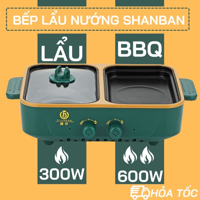 Nồi lẩu + nướng điện 1200w SHANBAN