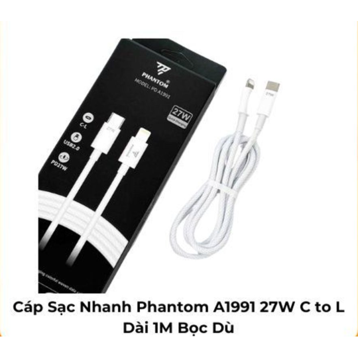 Cáp sạc Phantom A1991 27w cổng typec ra iphone
