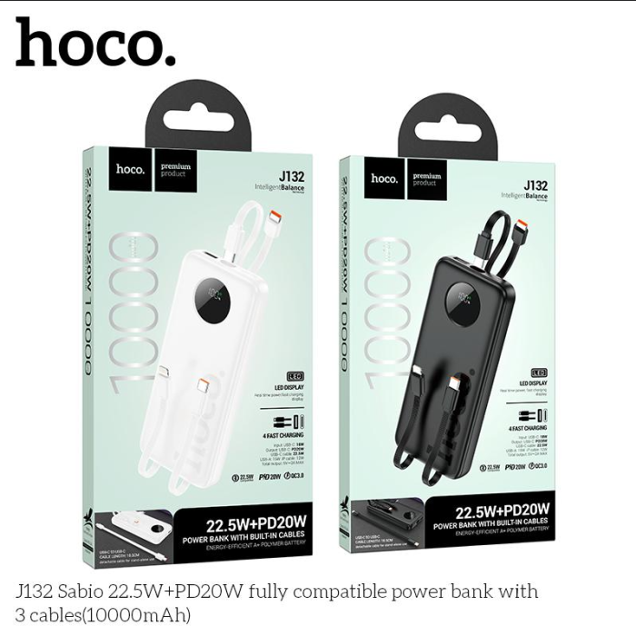 Pin dự phòng HOCO 10.000mah kèm dây sạc J132
