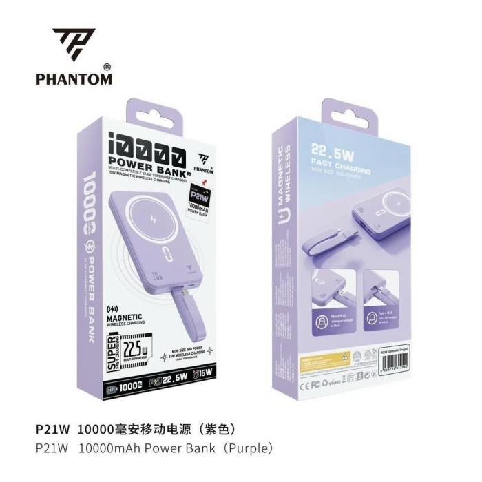 Pin dự phòng sạc không dây Magsafe 10000mah 15w Phantom P21