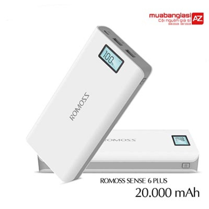 Pin dự phòng Romoss 20000mAh Sense 6 Plus màn hình Trắng