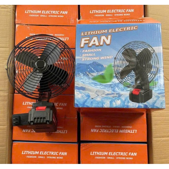 Quạt sạc tích điện pin 10 cell 48V Lớn - lồng sắt cánh sắt KO XOAY ( T18 )