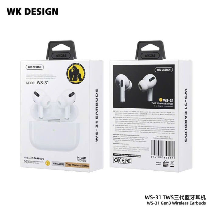 Tai nghe bluetooth TWS Wekcome WS31 ( T100, full vat )
