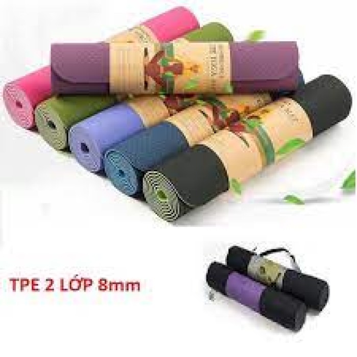 Thảm tập Yoga Đài Loan TPE 2 Lớp - Dày Nhất 8mm / 8 ly