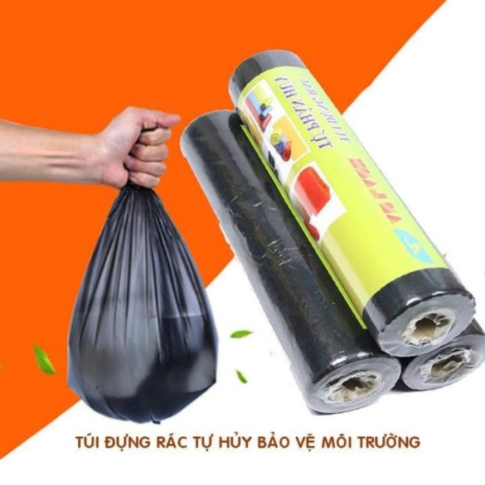 Túi đựng rác tự phân hủy màu đen - bịch 1 cuộn dài 63cm x 53cm