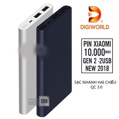 Pin Xiaomi Gen2S 10000mah 2 USB - Digiworld Phân Phối